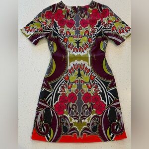 S Hale Bob Floral Geometric Sheath Dress Colorful Midi 3/4 Sleeve Spring Summer